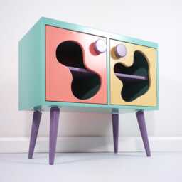 Unique Kids Cabinet Mid Century Style , Handmade Storage, Colorful Nursery Furniture, Scandinavian Modern Sideboard, Drinks Cupboard - thumbnail 3