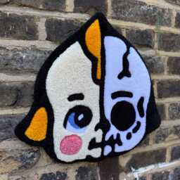 Kewpie Baby Skeleton Handmade Acrylic Wool Tufted Rug - 16.5 Inch - thumbnail 3