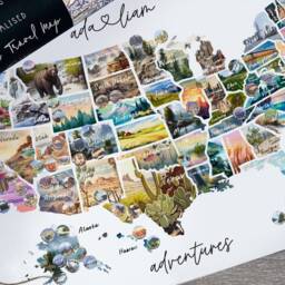 Personalized Usa United States Scratch Off Map Hand Drawn Watercolour National Parks - Rv Anniversary Graduation Travelling Gift Explore - thumbnail 2