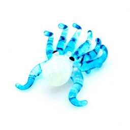 Hand Blown Glass Miniature Baby Octopus Little Sea Animal Light Blue Figurine Tiny Statue Decoration Collectible Small Craft Painted Figure - thumbnail 3