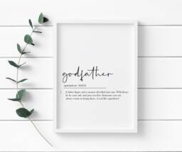 Godfather Definition Print, Godfather Keepsake, Poster, Definition, Quote, Fathers Day Gift - thumbnail 1