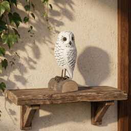 Hand Carved Wooden Snowy Owl Figurine, Rustic Woodland Bird Decor, Miniature Wood Animal Sculpture, Unique Gift For Lovers Nature Fan - thumbnail 4