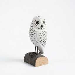 Hand Carved Wooden Snowy Owl Figurine, Rustic Woodland Bird Decor, Miniature Wood Animal Sculpture, Unique Gift For Lovers Nature Fan - thumbnail 2