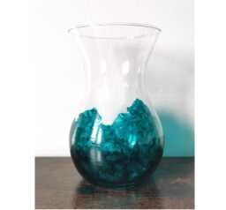 Small Hand Painted Turquoise Teal Glass Vase