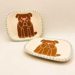 Handmade Ceramic Soap Dish Hand-Painted Bulldog, Bathroom Accessory, Home Decor, Handcrafted Pottery - thumbnail 3