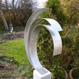 "Large Modern Abstract Aluminum Metal Sculpture Artist Unique ""Triple" - thumbnail 2