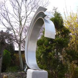 "Large Modern Abstract Aluminum Metal Sculpture Artist Unique ""Triple" - thumbnail 4