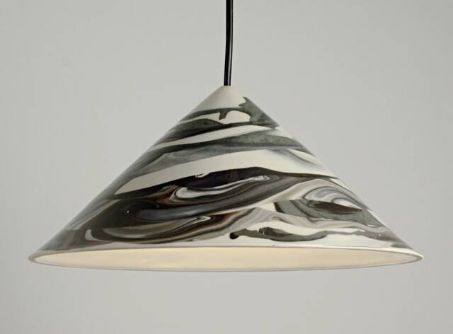 White & Black Handmade Ceramic Pendant Light Modern Rustic Clay Hanging Lamp Plug-In - image 1