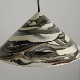 White & Black Handmade Ceramic Pendant Light Modern Rustic Clay Hanging Lamp Plug-In - thumbnail 2