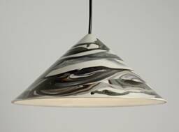 White & Black Handmade Ceramic Pendant Light Modern Rustic Clay Hanging Lamp Plug-In - thumbnail 1