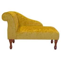 Butterscotch Chenille Mini Chaise Longue - Small Yellow Lounger Handmade in Britain - thumbnail 3