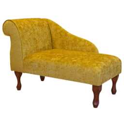 Butterscotch Chenille Mini Chaise Longue - Small Yellow Lounger Handmade in Britain - thumbnail 2