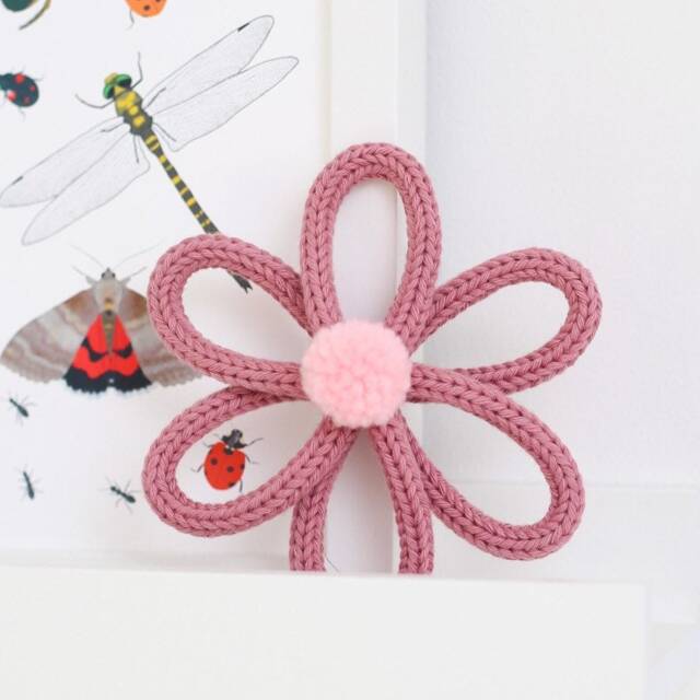 Knitted Wire Flower, Flower Wall Art, Nursery Decor, Children's Girls Bedroom Decor - image 1