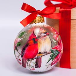 Hand Painted Cardinal Christmas Ornament Personalized Memorial Winter Decor - thumbnail 2