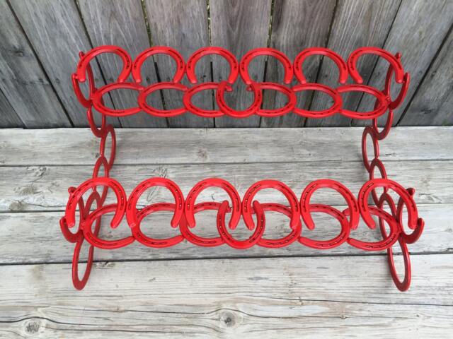 Horseshoe Boot Rack - Red Decor Art Storage Organizer Rustic Decor, Farm House - image 1