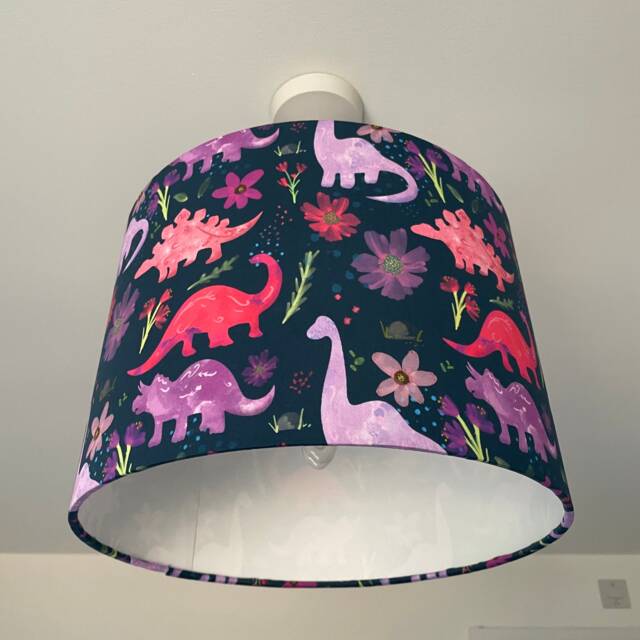 Pink Dinosaur Lampshade, Girly Dinosaur Lampshade, Nursery, Theme, Lamp - image 1