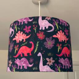 Pink Dinosaur Lampshade, Girly Dinosaur Lampshade, Nursery, Theme, Lamp - thumbnail 2
