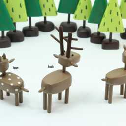 Wood Deer Family - Folk Art Animal Sculpture Tablescape Centerpiece Holiday Decoration - thumbnail 3
