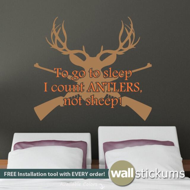 Deer Antlers Hunting Vinyl Wall Decal - Rustic Western Decor - image 1