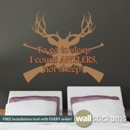 Deer Antlers Hunting Vinyl Wall Decal - Rustic Western Decor - thumbnail 1