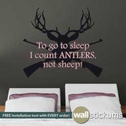 Deer Antlers Hunting Vinyl Wall Decal - Rustic Western Decor - thumbnail 3