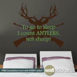 Deer Antlers Hunting Vinyl Wall Decal - Rustic Western Decor - thumbnail 4