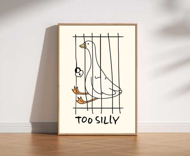 Too Silly Goose Art Print, Funny Poster, Whimsical Animal Wall Art, Playful Illustration, Cute Minimalist Home Decor Quirky Gift - image 1