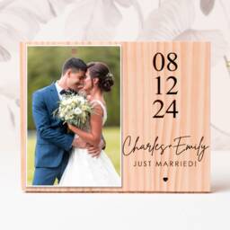 Personalized Wedding Gifts, Gifts For Couple, Minimalist Engraved Wood Gift, Engagement Picture Frame, Newly Engaged Couple - thumbnail 3