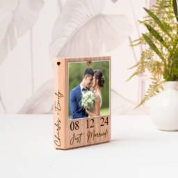 Personalized Wedding Gifts, Gifts For Couple, Minimalist Engraved Wood Gift, Engagement Picture Frame, Newly Engaged Couple - thumbnail 4