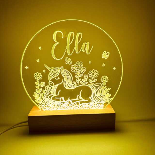 Personalised Led Night Light - Desk Up Sign Bedroom Office D??cor Unicorn - image 1