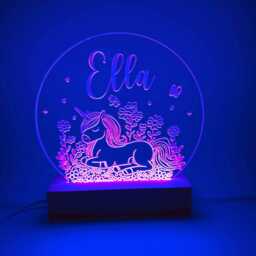 Personalised Led Night Light - Desk Up Sign Bedroom Office D??cor Unicorn - thumbnail 2