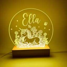 Personalised Led Night Light - Desk Up Sign Bedroom Office D??cor Unicorn - thumbnail 1