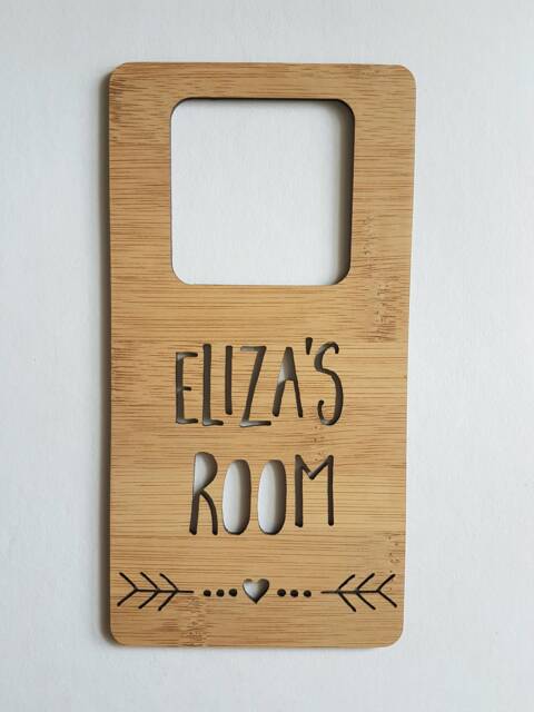 Personalised Wooden Door Hanger-Wall Hanging-Kids Door Sign-Custom Name-Kids Gift-Baby Gift-Lasercut-Plaque-Acrylic-Pastel-Bamboo - image 1
