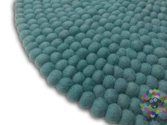 Handmade Wool Felt Ball Rug Nursery Decor, Pebble Carpet - image 1