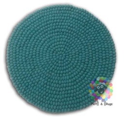 Handmade Wool Felt Ball Rug Nursery Decor, Pebble Carpet - thumbnail 3