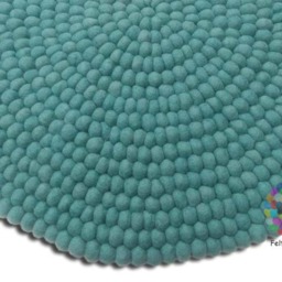 Handmade Wool Felt Ball Rug Nursery Decor, Pebble Carpet - thumbnail 2