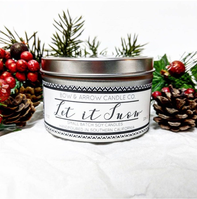 Peppermint Vanilla Scented 8 Oz Soy Candle - Winter Wax Gift Idea Christmas - image 1