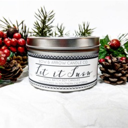 Peppermint Vanilla Scented 8 Oz Soy Candle - Winter Wax Gift Idea Christmas - thumbnail 1