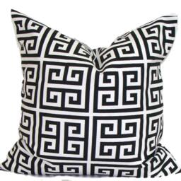 Black Pillow Covers, White Greek Key Cover For 20x20 Pillow, 18x18 16x16 All Sizes - thumbnail 2