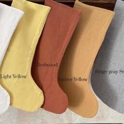 Personal Linen Stocking, Christmas Gift Stock, Dog Bone Wood Name Embroider Monogram - thumbnail 3