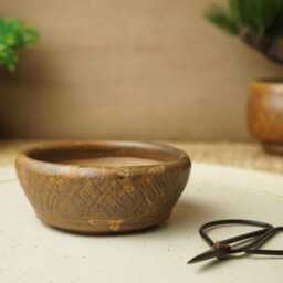 Handmade Brown Mame Bonsai Pot. 9.5cm Diameter, 3.5cm High. G2536.4 - thumbnail 2