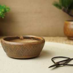 Handmade Brown Mame Bonsai Pot. 9.5cm Diameter, 3.5cm High. G2536.4 - thumbnail 3