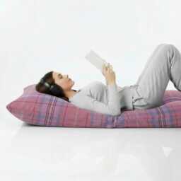 Tartan Faux Wool Floor Cushion Square Polyester Pillow, Polystyrene Filled - thumbnail 1