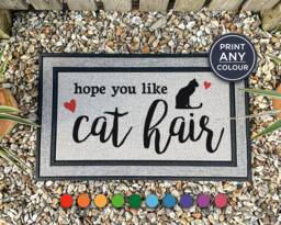 Hope You Like Cat Hair - Funny Door Mat Custom Lover Doormat Silhouette Love Heart Cute Pet Animal Gift - thumbnail 1