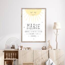 Birth Date Poster Sun With Birth Dates // A4 Motifs & Colors Of Your Choice - thumbnail 1