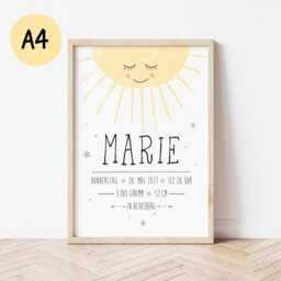 Birth Date Poster Sun With Birth Dates // A4 Motifs & Colors Of Your Choice - thumbnail 2