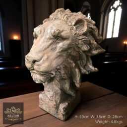 Large Rustic Aged Vintage Lion Head Garden Ornament Statue Figurine Sculpture - thumbnail 3