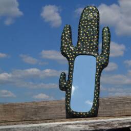 Cactus Wall Mirror, Decorative Mirror, Dark Green Cactus, Cacti Wall Decor, Cactus Shaped Suculent Lover Gifts, Decor - thumbnail 2