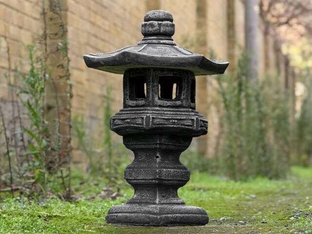 Stone Lantern Pagoda Statue Concrete Zen Garden Figurine Asian Art Japanese Decoration Cement Oriental Lamp Tranquil Ornament - image 1