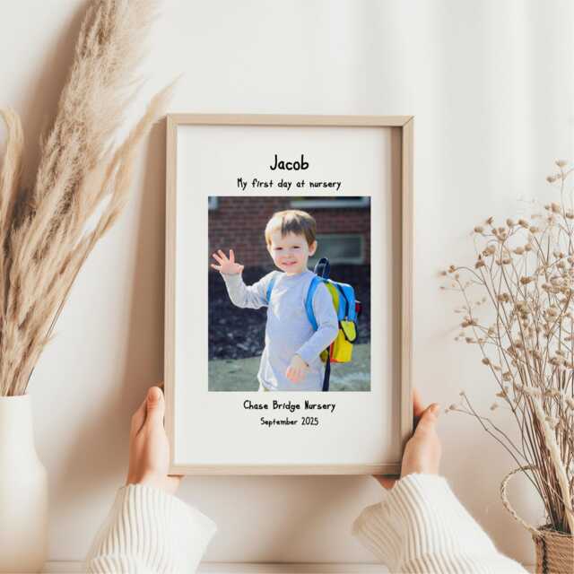 First Day At Nursery Personalised Photo Print - Back To School Gift 1st Reception Kindergarten Pre Frame - image 1